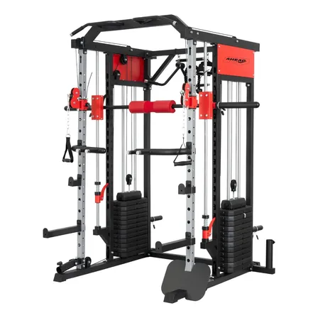 Multi Estação Smith Crossover Titan Force 144kg Ahead Pro Preto/vermelho Preto