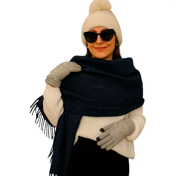 Promo Bufanda Bufandon + Guantes Touch + Gorro Con Polar
