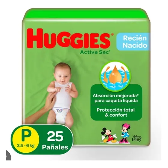 Pañales Huggies Act Sec Talla P Bulto 4pqts De 25und