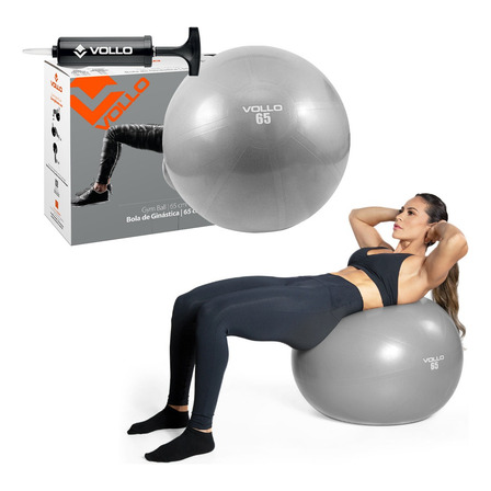 Bola Suíça Vollo Para Pilates E Yoga Gym Ball 65cm Com Bomba Suporta Até 300kg Anti Estouro Superfície Antiderrapante Ginástica Fitness Fortalecimento Cinza Bola Suíça Vollo Para Pilates E Yoga Gym Ball 65cm Com Bomba Suporta Até 300kg Anti Estouro Superfície Antiderrapante Ginástica Fitness Fortalecimento Cinza
