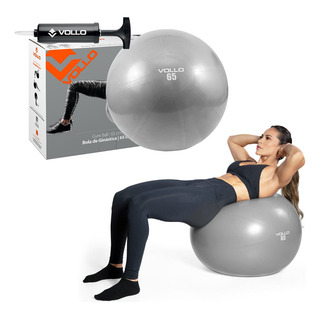Bola Suíça Vollo Para Pilates E Yoga Gym Ball 65cm Com Bomba Suporta Até 300kg Anti Estouro Superfície Antiderrapante Ginástica Fitness Fortalecimento Cinza Bola Suíça Vollo Para Pilates E Yoga Gym Ball 65cm Com Bomba Suporta Até 300kg Anti Estouro Superfície Antiderrapante Ginástica Fitness Fortalecimento Cinza