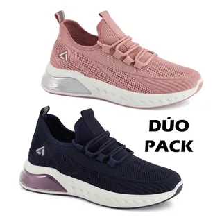 Tenis Deportivos Dúo Andrea Para Mujer Flexibles Rosa Azul