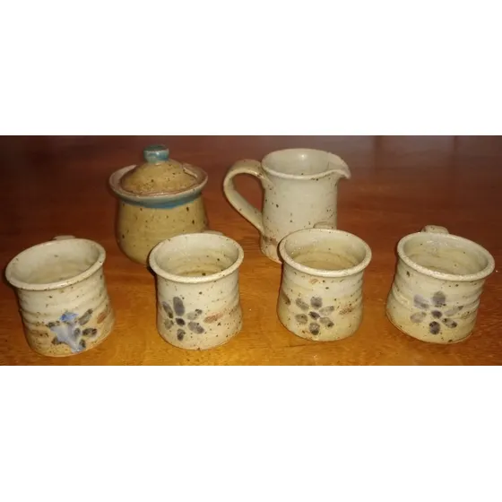Set Juego Tazas De Café De Gres Artesanales 6 Piezas
