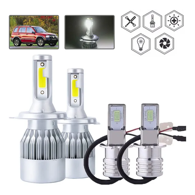 Cd- H4 H3 Blanco Kit Faros Led Luz Alta/baja Para Chevrolet