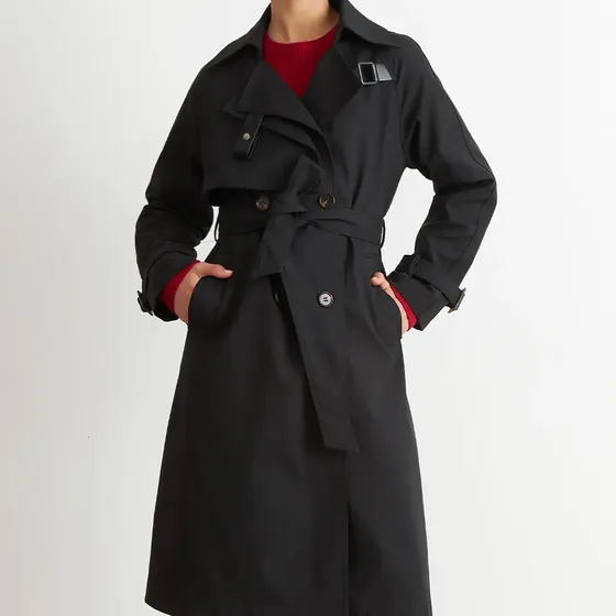 Trench Clásico Doble Botonadura Negro Nicopoly