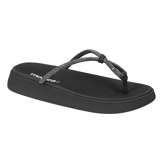 Sandália Feminina Papete Brilho Flat Conforto Original