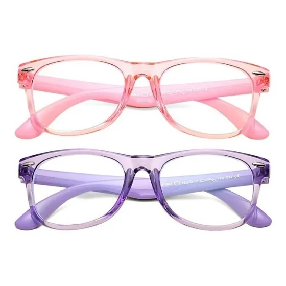 Set 2 Lentes Para Niña Bloqueo  Luz Azul Marco De Goma Flex