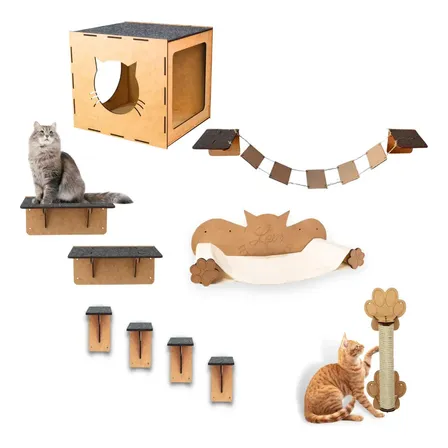 Playground Para Gato 10 Pcs Ponte Prateleira Degrau Caixa Cor Cru Tamanho 10 Peças