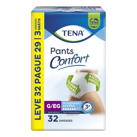 Roupa Íntima Descartável Tena Pants Confort G/EG Leve 32 unid