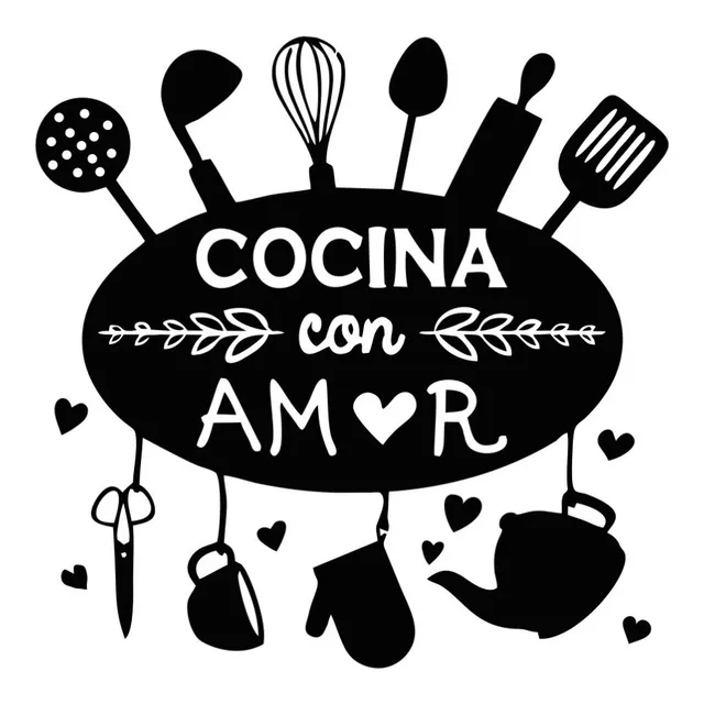 Adhesivo Cocina Con Amor Vinilo Decorativo Frase Para Cocina