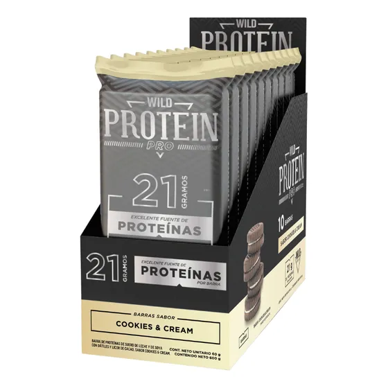 Barrita Wild Protein Pro Cookies & Cream 10 unidades