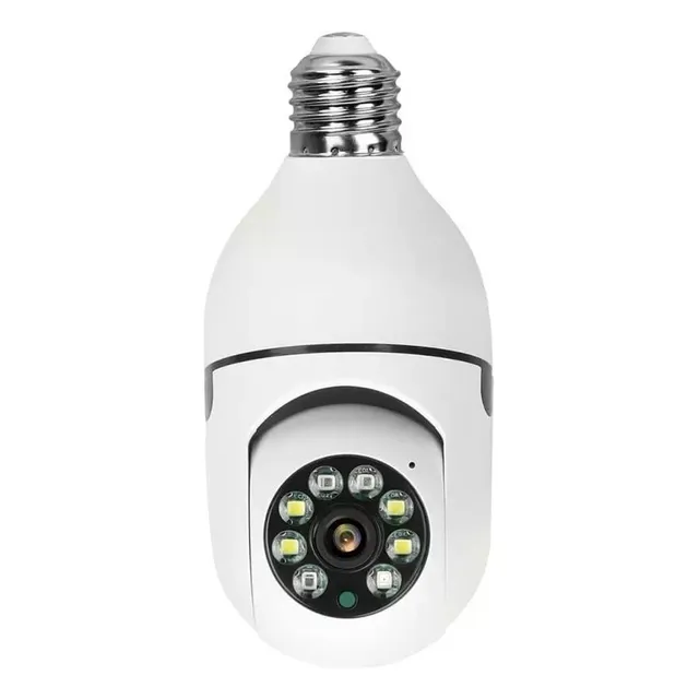 Foco Cámara De Seguridad Ip Wifi Visión Nocturna Giratoria 