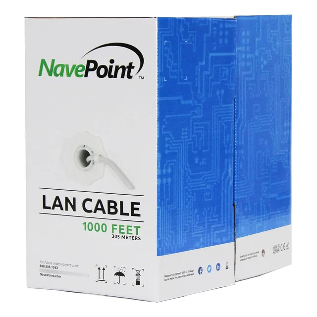 Cable Ethernet Sólido 24awg 500 Pies Gris 4 Pares Utp
