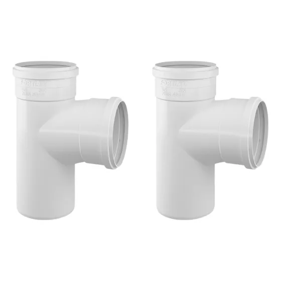 Kit Com 2 Te De Esgoto Pvc Branco 50mm 2 Polegadas  Fortlev