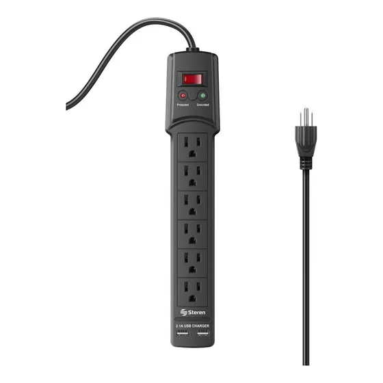 Multicontacto De 6 Salidas Y Doble Cargador Usb | 905-3005