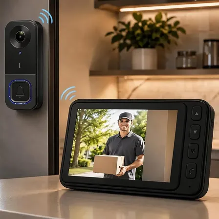 Vídeo Porteiro Câmera Visão Noturna Sem Fio Bidirecional Preto 127/220v