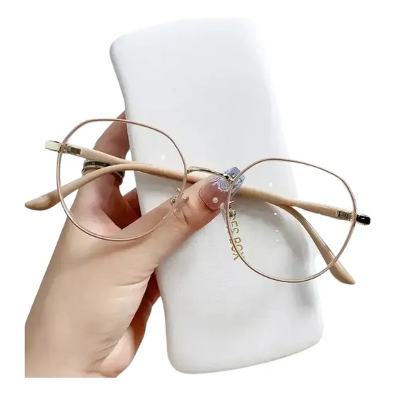 Anteojos Descanso Para Computadoras O Celular Anti Luz Azul Dorado Y Nude
