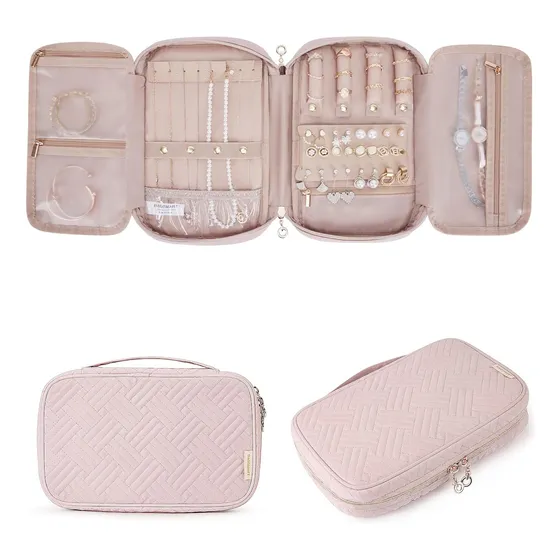 Bolsa Rosa Suave Para Collar, Pendientes Y Anillos