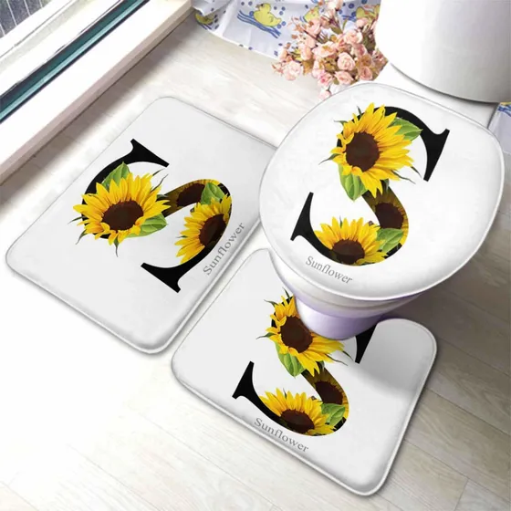 Alfombrilla Baño Diseño Letra S Alfabeto Girasol