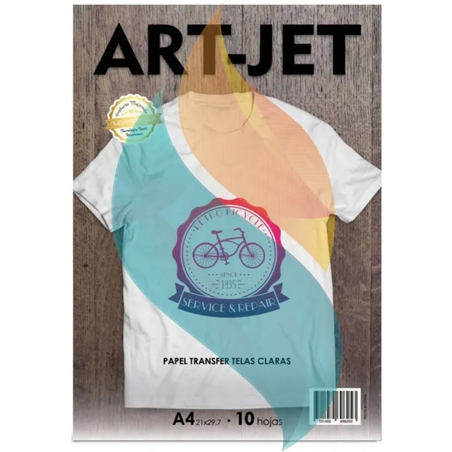 Papel transfer A4 prendas tela clara textil Inkjet estampado color blanco