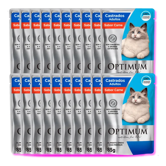 20 Sachê Optimum Gatos Castrados 85g