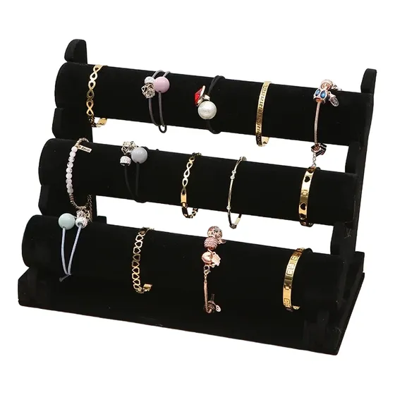 Exhibidor De Pulsera 3 Niveles Mostrador Accesorios Reloj Color Negro