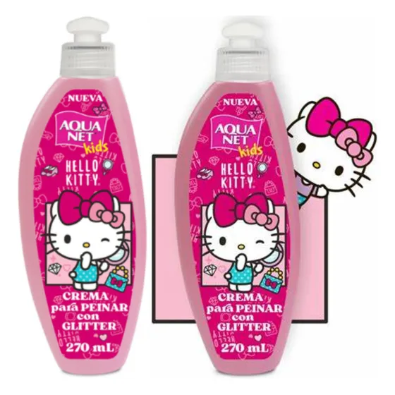 Aqua Net Hello Kitty Crema Para Peinar Cn Glitter 270ml 2pzs