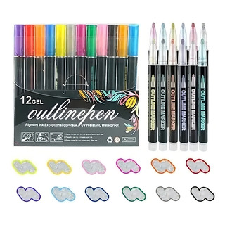 12pcs Plumones Punta Pincel Marcadores Acrílico Metal Colores 12pcs Plumones Punta Pincel Marcadores Acrílico Metal Colores