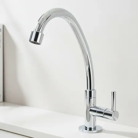 Torneira De Pia Cozinha Bancada Bica Móvel Alta Abs 1/4v Prateado Brilhante