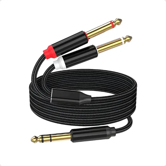 Cable Audio 6,35mm En Y A 2x6,35mm Macho- Macho Djs 3 Metros