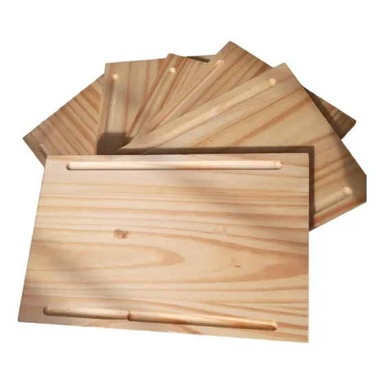 Plato Tabla Asado Rectangular Madera Pino X6u 20x30cm