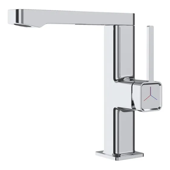 Grifo Mezclador Lavabo Laton Extra Largo Cuadrado Un Solo