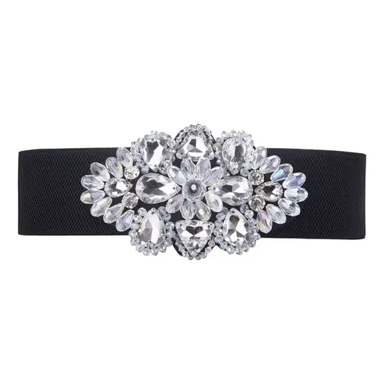 Cinto Faja Elastiado Mujer Elegante Fiesta Brillo Diamantes