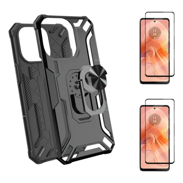 Case Bumper Para Motorola G04 + 2 Micas / Funda De 2 Piezas