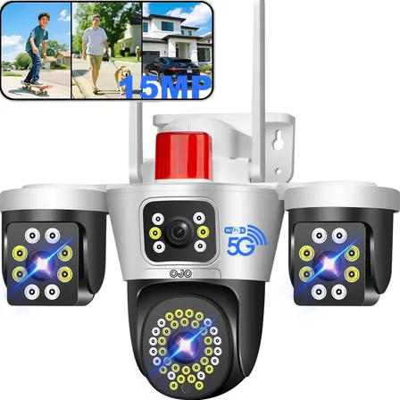 15mp Câmera De Segurança Wi-fi Externa Ptz App Eseecloud Prova Dagua Ip66 Alarme De Luz 3em 1 Vigilancia Visão Noturna Infravermelho 3 Lentes 5g