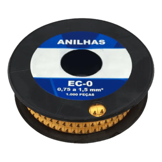 Kit 1000un Anilha Marcador Cabos Fios Ec-0 0,75 A 1,5mm 0-9
