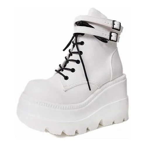 Botas Con Hebilla Tacón Alto Plataforma Botines Para Mujer