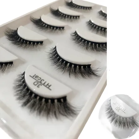 Cartela Com 5 Pares De Cílios Postiços 3d H13 Cat  (gatinho) 6 Cm