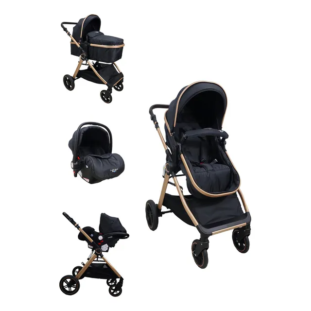 Carriola de paseo travel system Confety World Aries ts negro con chasis color dorado