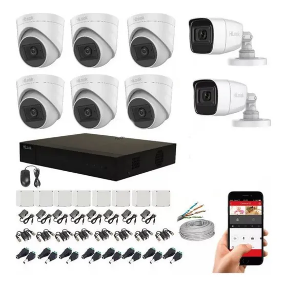 Kit Camaras De Seguridad Hilook Todo Audio 1080p Dvr8ch+8cam