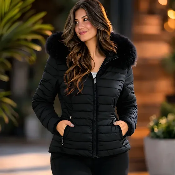 Jaqueta Blusa Feminina Puffer Forrada Impermeável Inverno