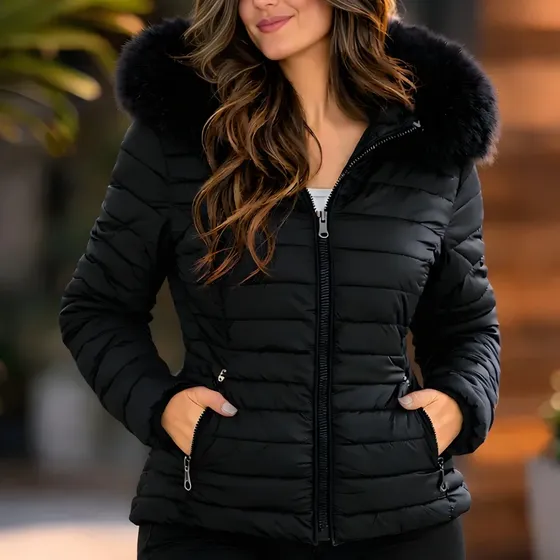 Jaqueta Blusa Feminina Puffer Forrada Impermeável Inverno