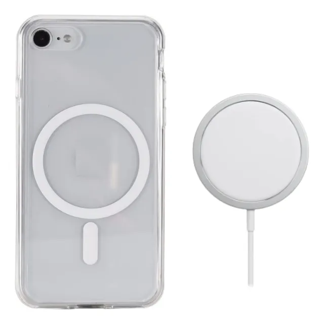 Combo Cargador Magnético + Estuche Transparente Magnético 