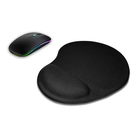 Mouse Sem Fio + Mouse Pad Ergonômico Para Notebook 