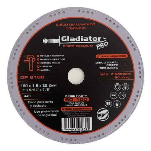 Disco Premium Diamantado 180mm Gladiator Pro - Dp8180