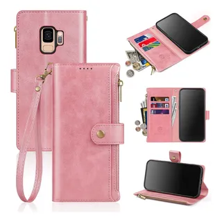 Funda Cartera Para Galaxy S9 Rosa Dorado Piel Sintetica -4 Funda Cartera Para Galaxy S9 Rosa Dorado Piel Sintetica -4
