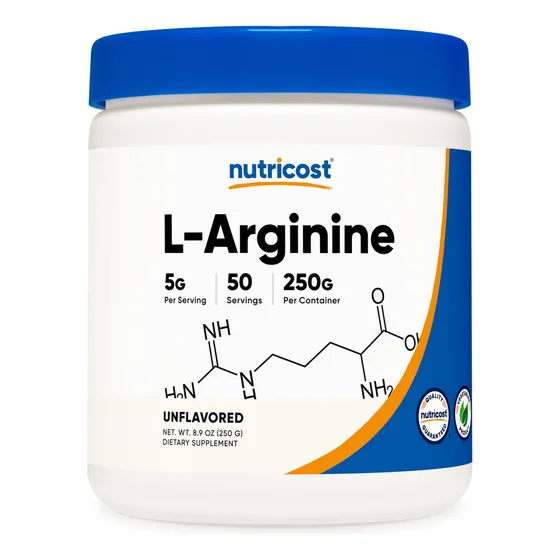 L-arginina En Polvo Nutricost 250 G - 5000 Mg Por Porción