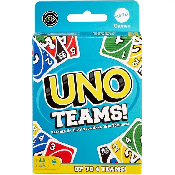 Mattel Games Uno Teams Card Game For Family Nights