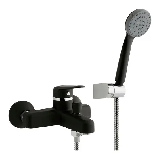 Monomando Llave Grifo Para Tina Ducha Modelo Padova Stretto Color Negro