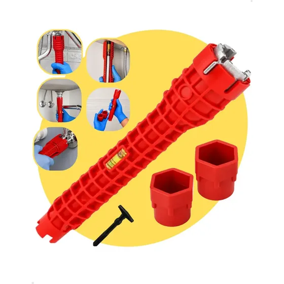 Chave Apertar Trocar Instalação de Torneira Grifo Pia Ferramenta Bombeiro Hidráulica Multifuncional 8 em 1 Encanamento Cano Profissional Fetases